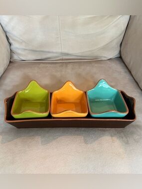 Bobby Flay BF Plancha Relish Appetizer Dip Condiment Tray Portugal 4 Piece Set